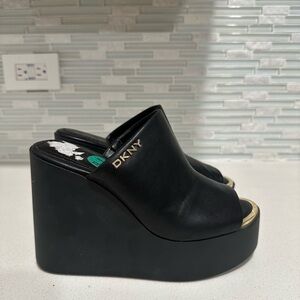 DKNY Black Platform Mules